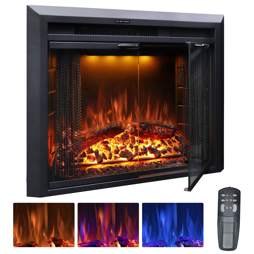 Electric Fireplace Insert with Glass Door – 750W/1500W
