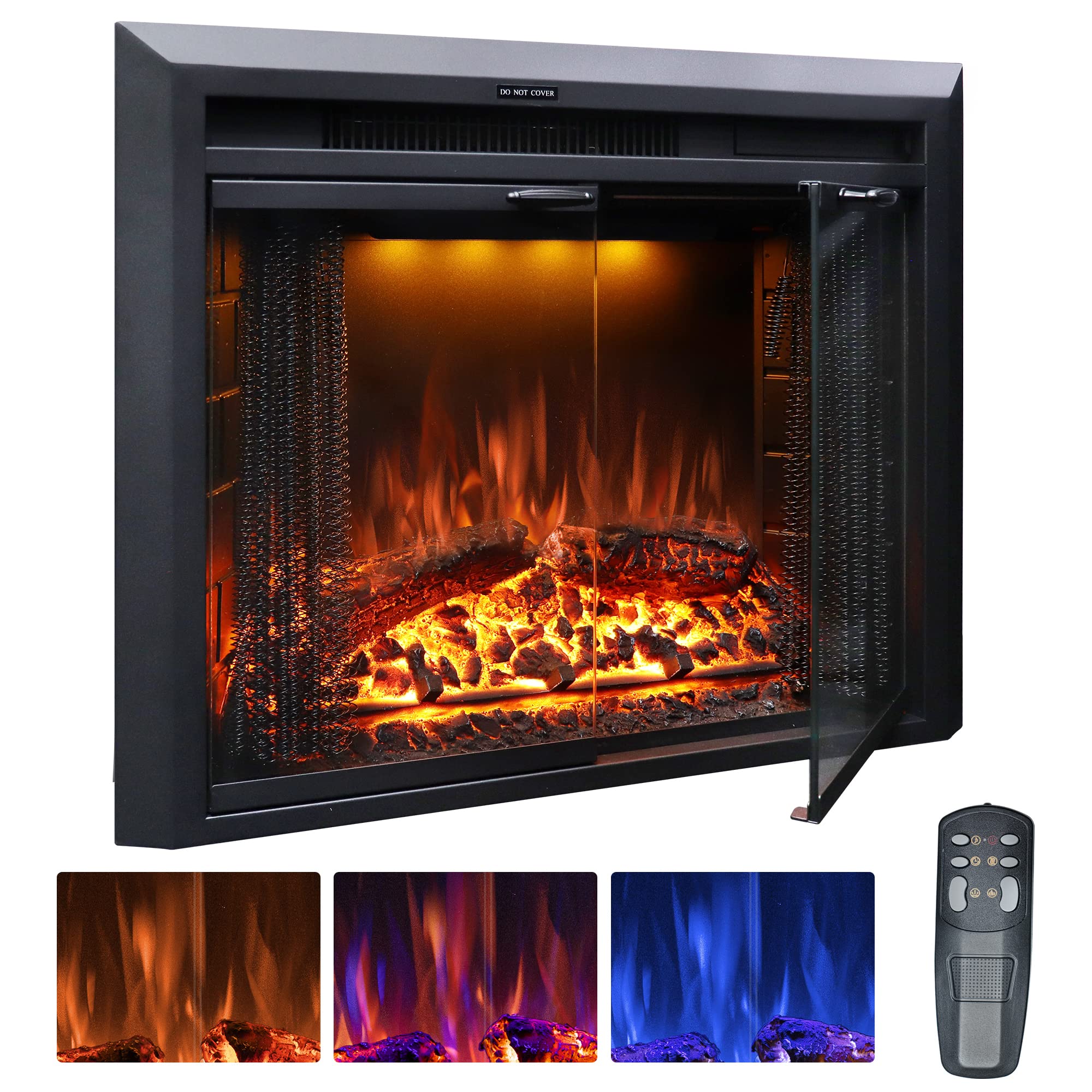 Electric Fireplace Insert with Glass Door – 750W/1500W