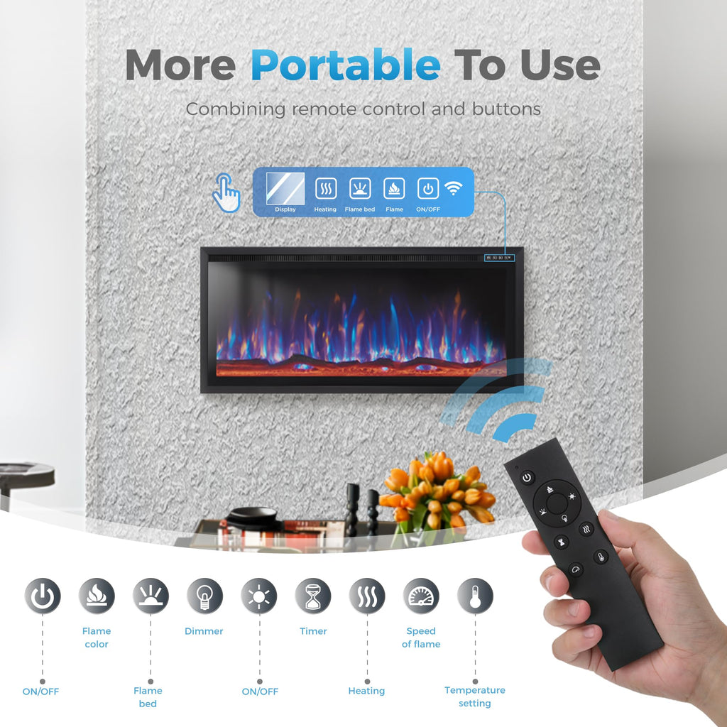 Electric Fireplace Heater with Remote Control