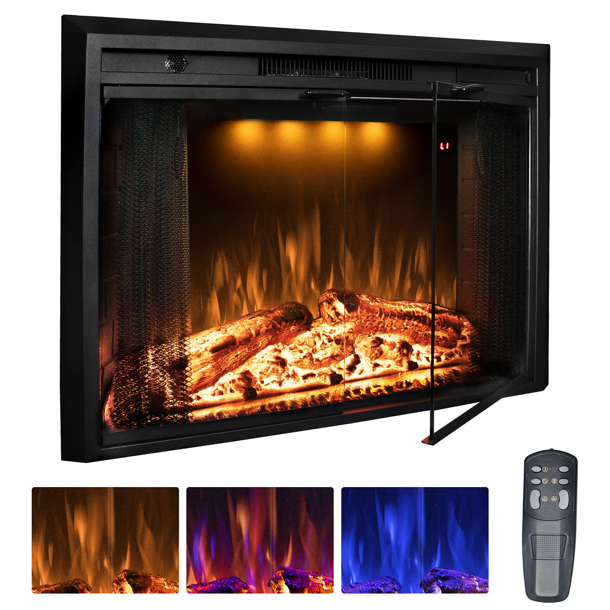 Electric Fireplace Insert with Glass Door – 750W/1500W