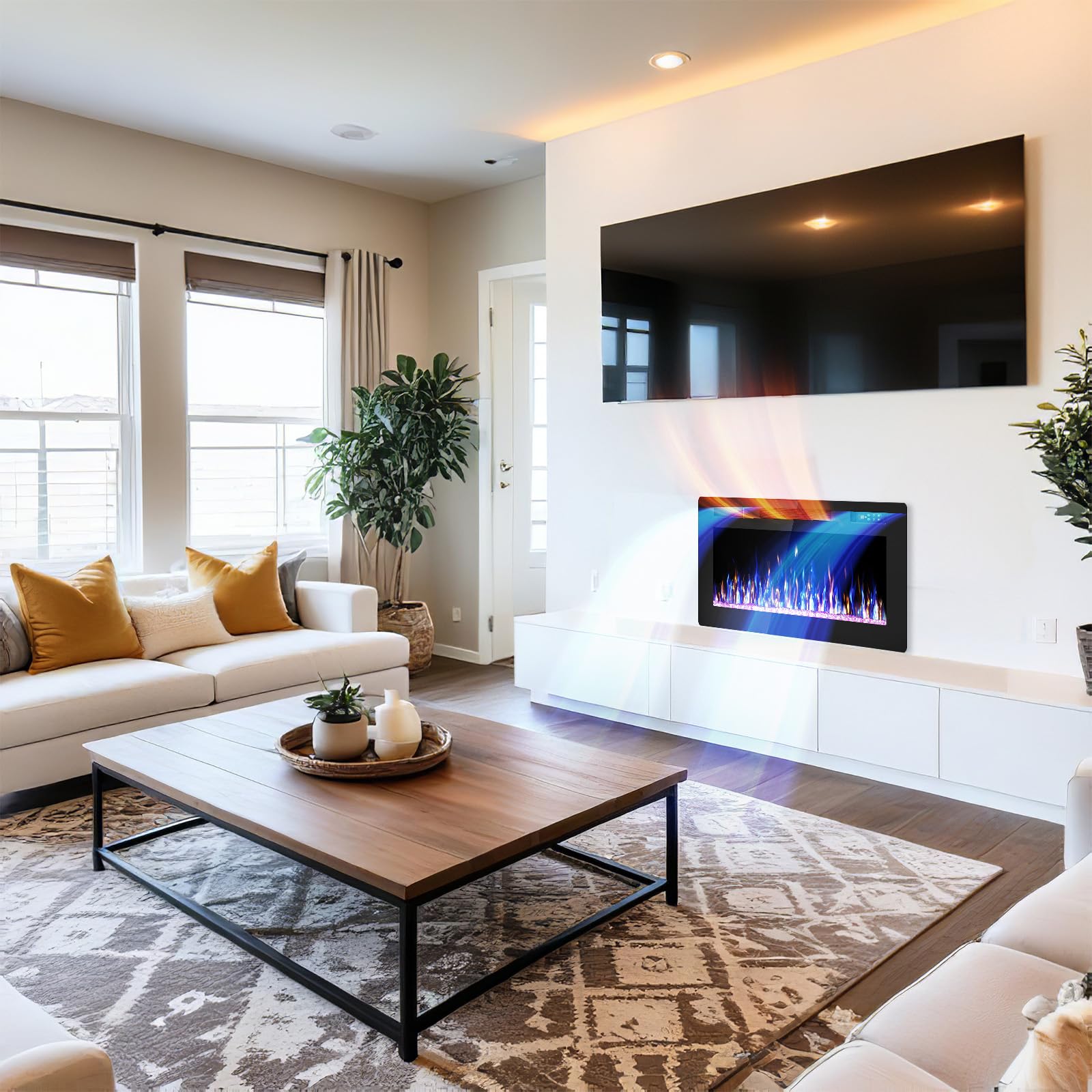Ultra-Thin Recessed & Wall Mounted Electric Fireplace