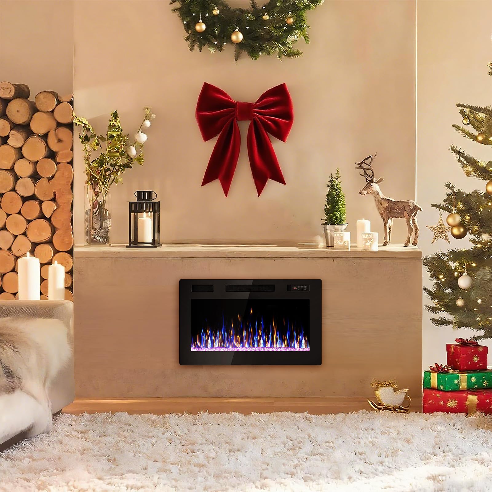 Ultra-Thin Recessed & Wall Mounted Electric Fireplace
