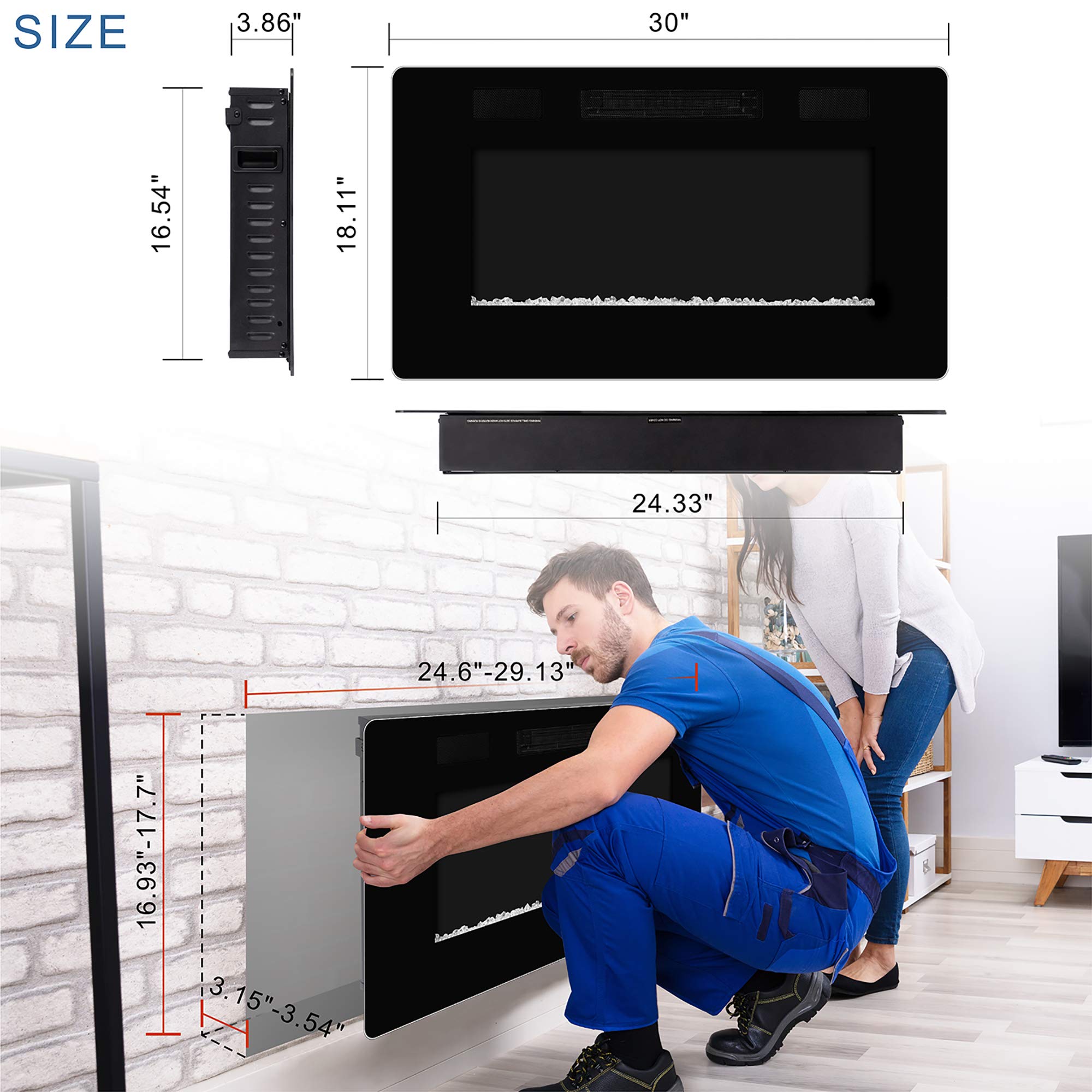 Electric In-Wall Fireplace – 36"/42"/50"/60"