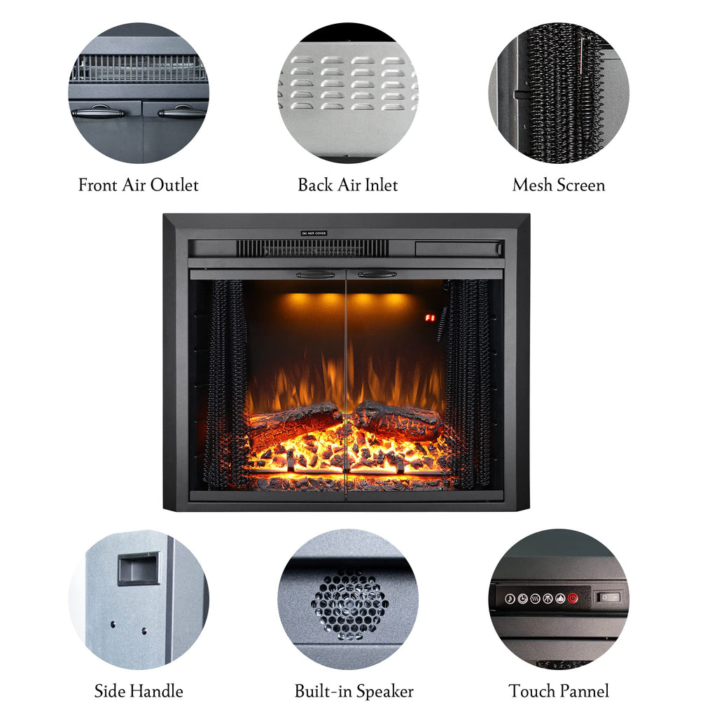 Electric Fireplace Insert with Glass Door – 750W/1500W