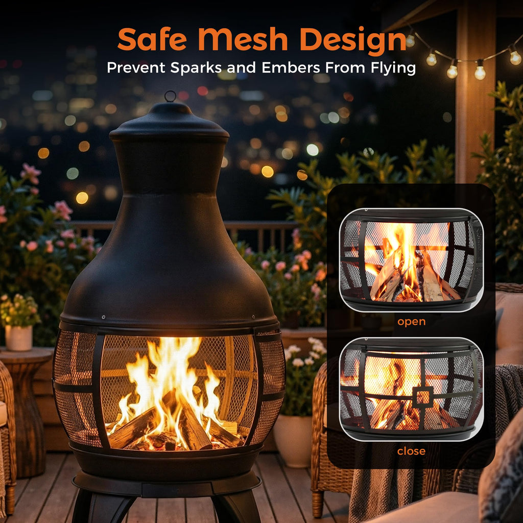 Outdoor Wood Burning Chiminea Fireplace