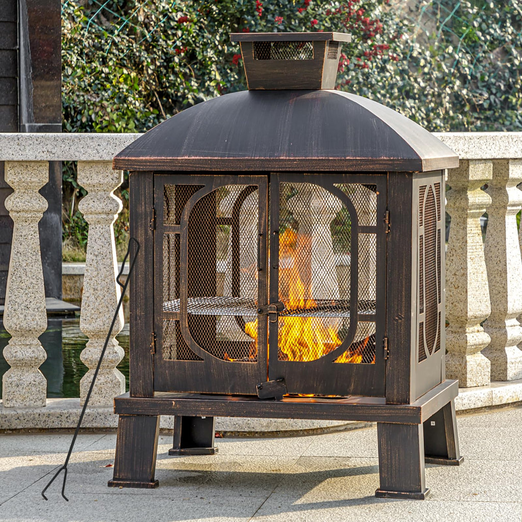 Metal Outdoor Wood Burning Chiminea Fireplace