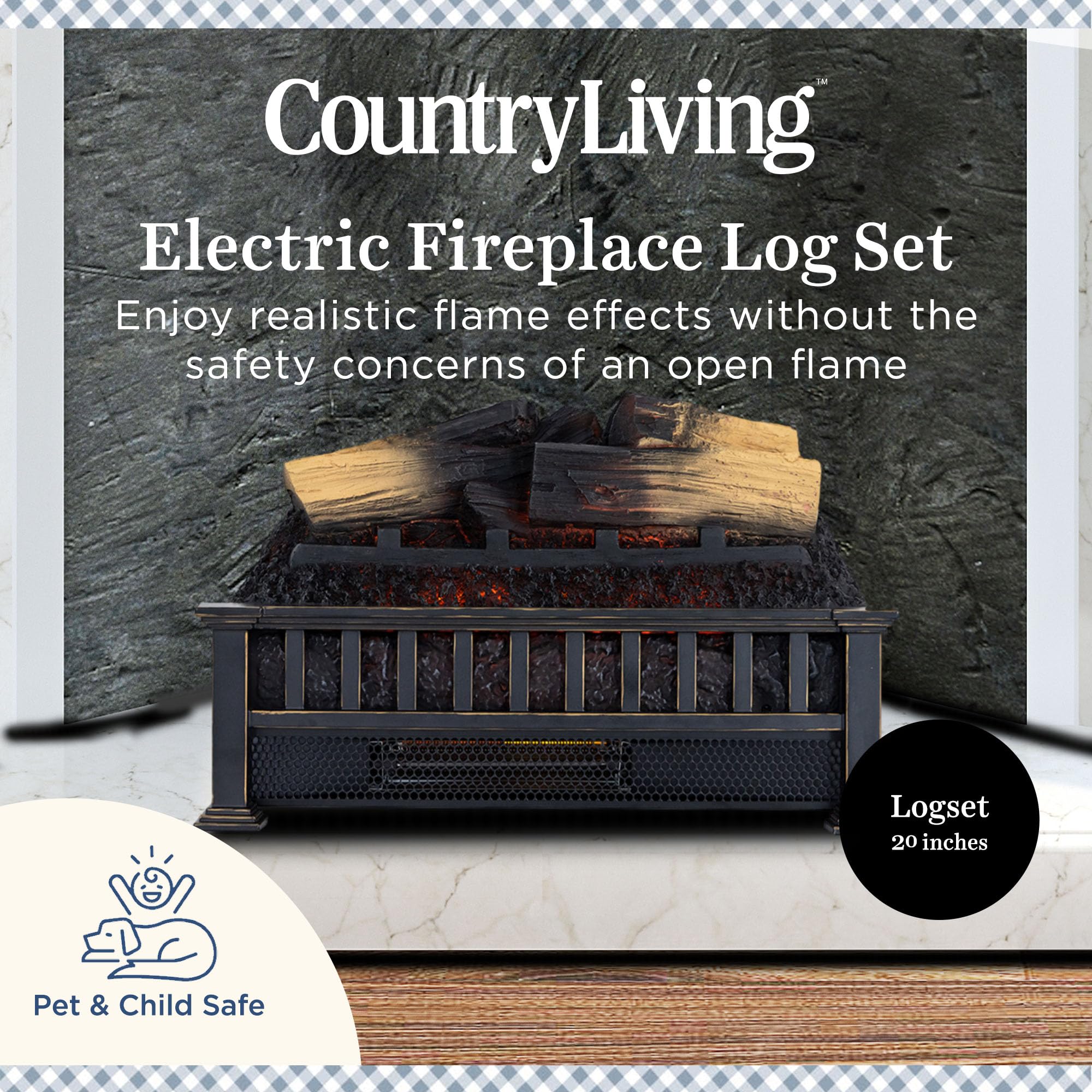 Electric Fireplace Log Insert with Infrared Heater – Heats 1000 Sq. Ft.