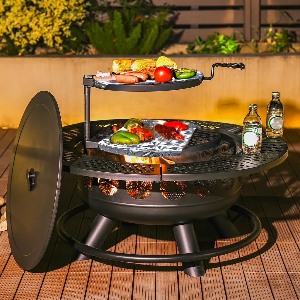 3-in-1 Wood Burning Fire Pit with Grill
