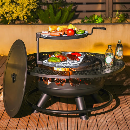 3-in-1 Wood Burning Fire Pit with Grill