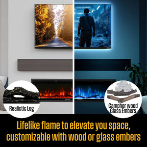 Smart Wall & Recessed Electric Fireplace – 750W/1500W