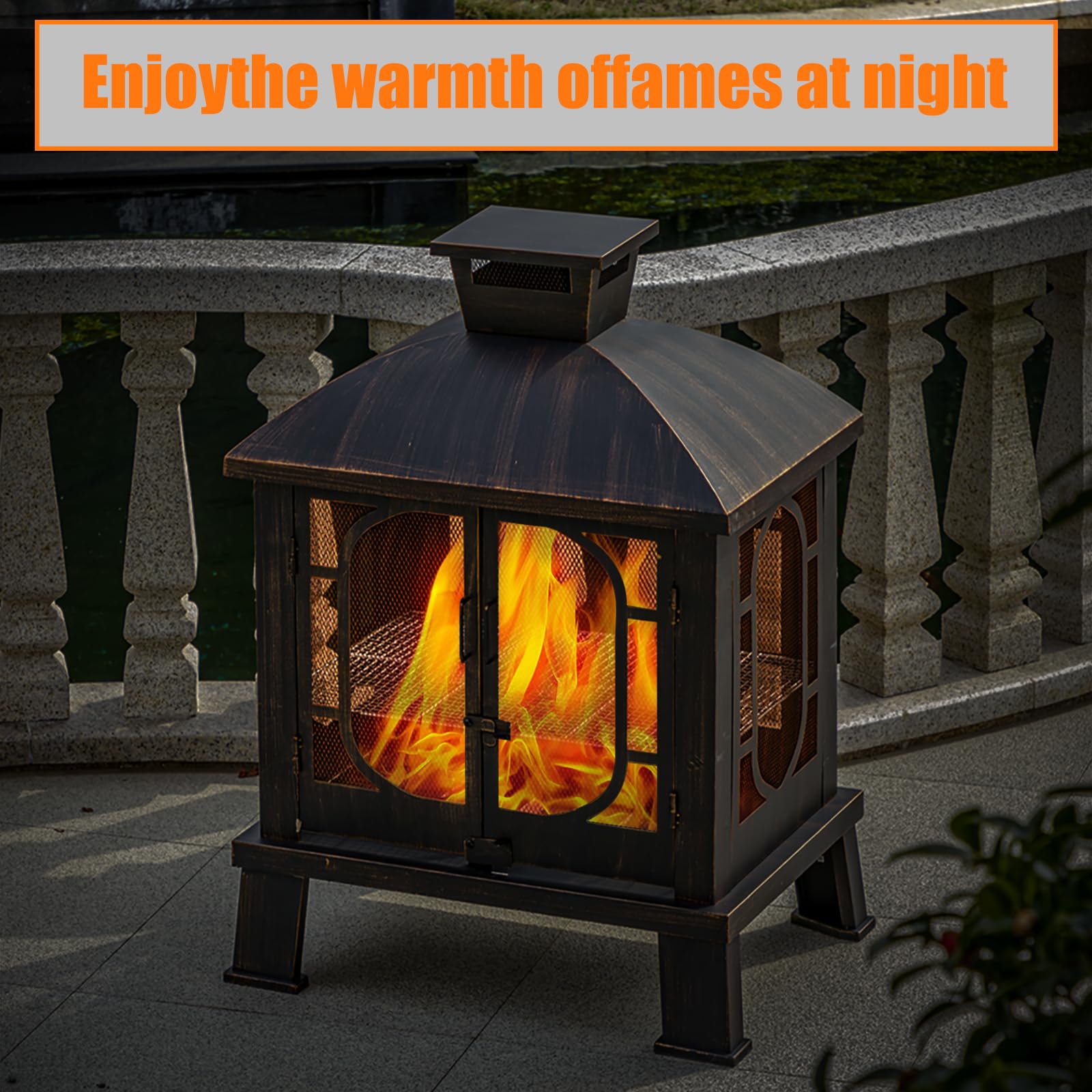 Metal Outdoor Wood Burning Chiminea Fireplace