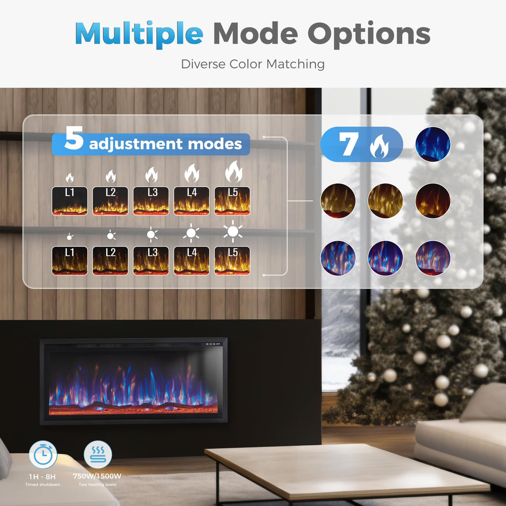 Electric Fireplace Heater with Remote Control