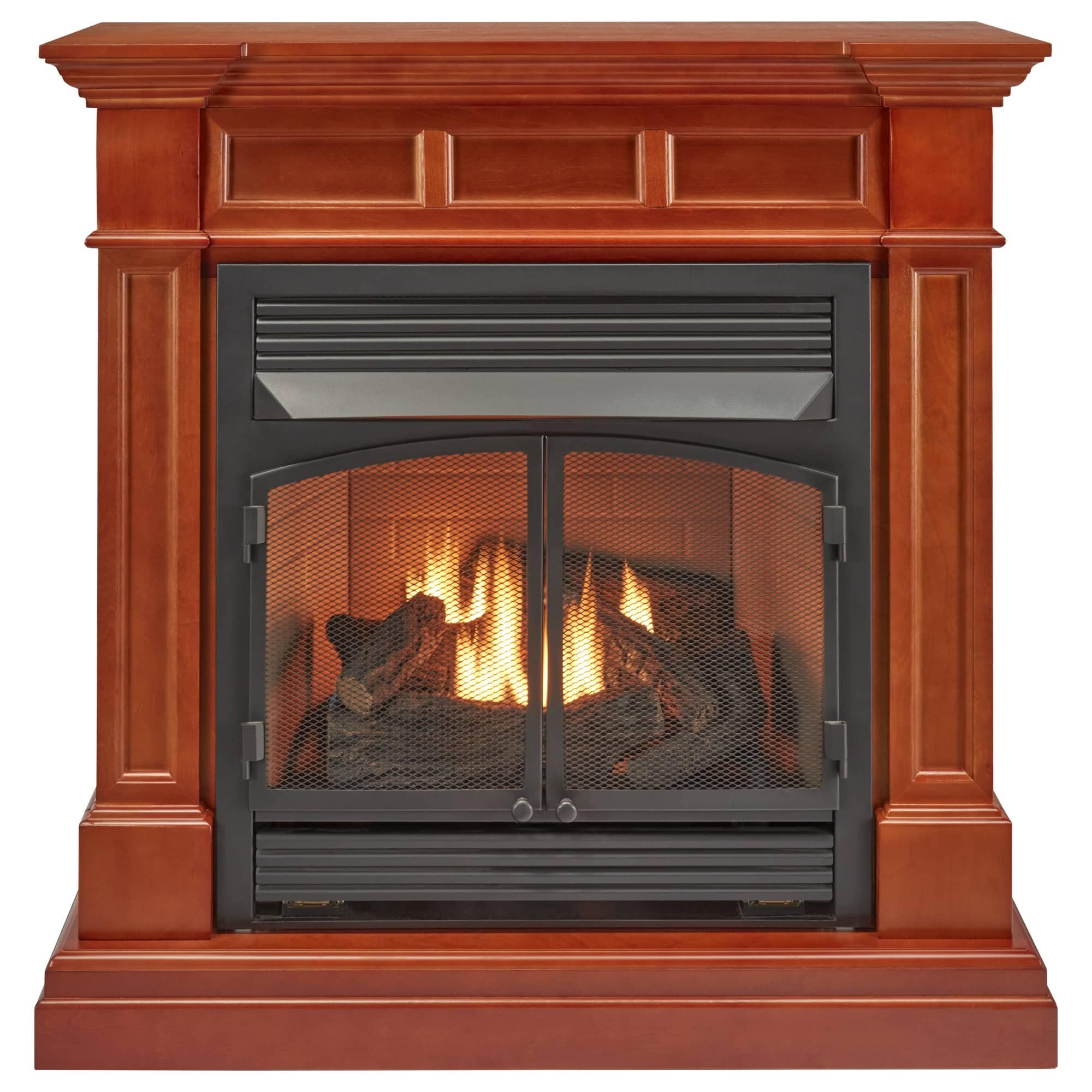 Dual Fuel Ventless Gas Fireplace with Mantel – 32,000 BTU