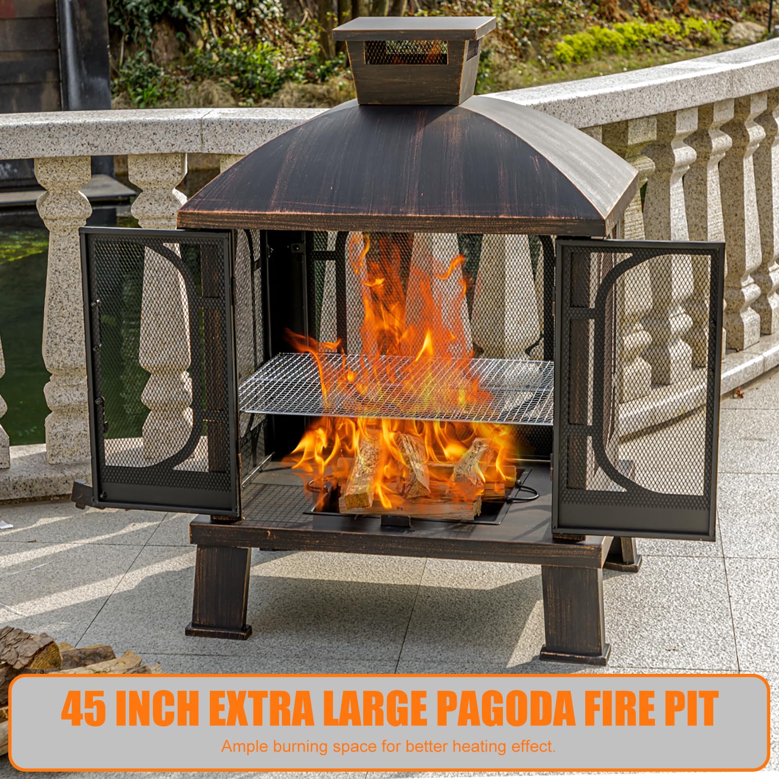 Metal Outdoor Wood Burning Chiminea Fireplace