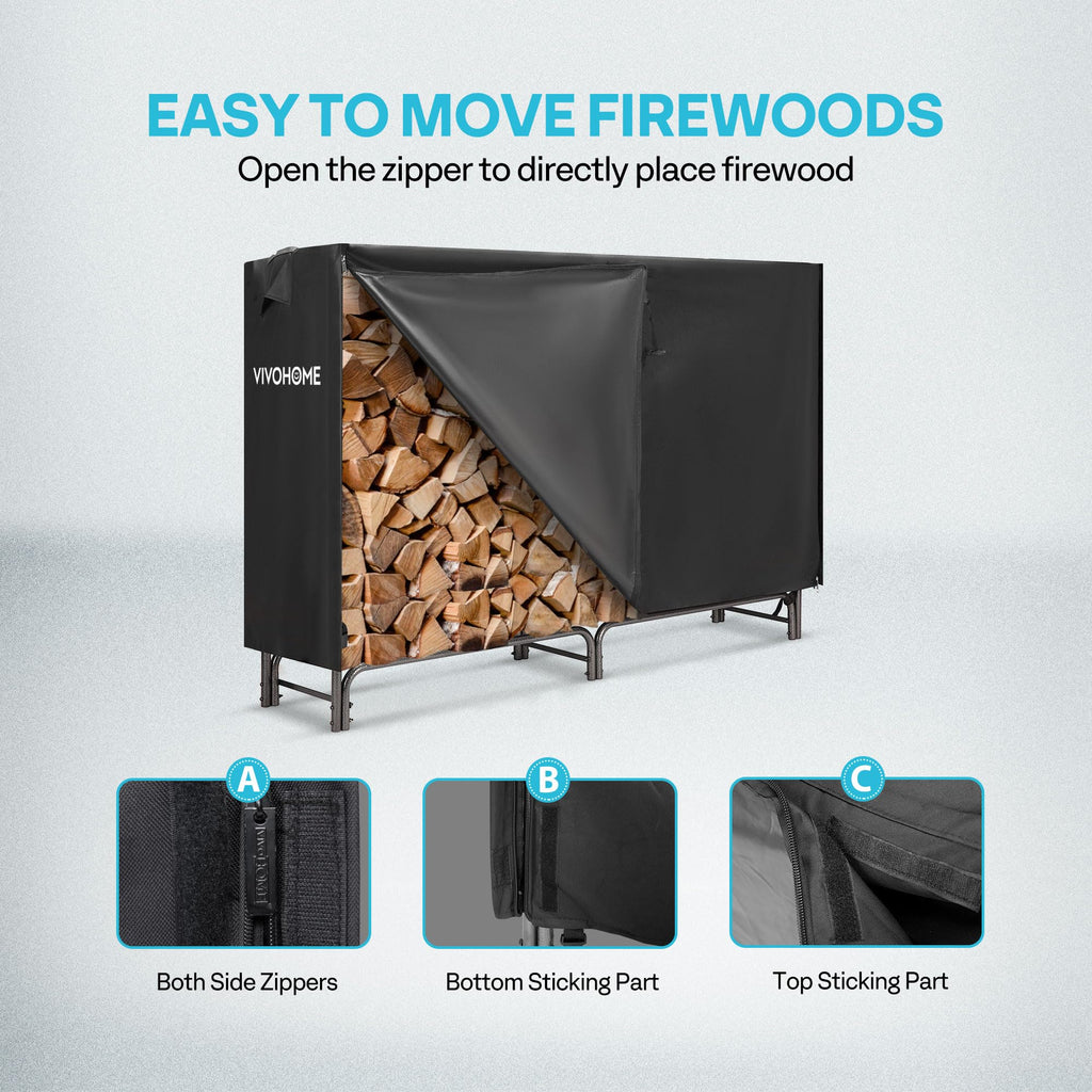 Heavy Duty Firewood Storage Rack with Cover
