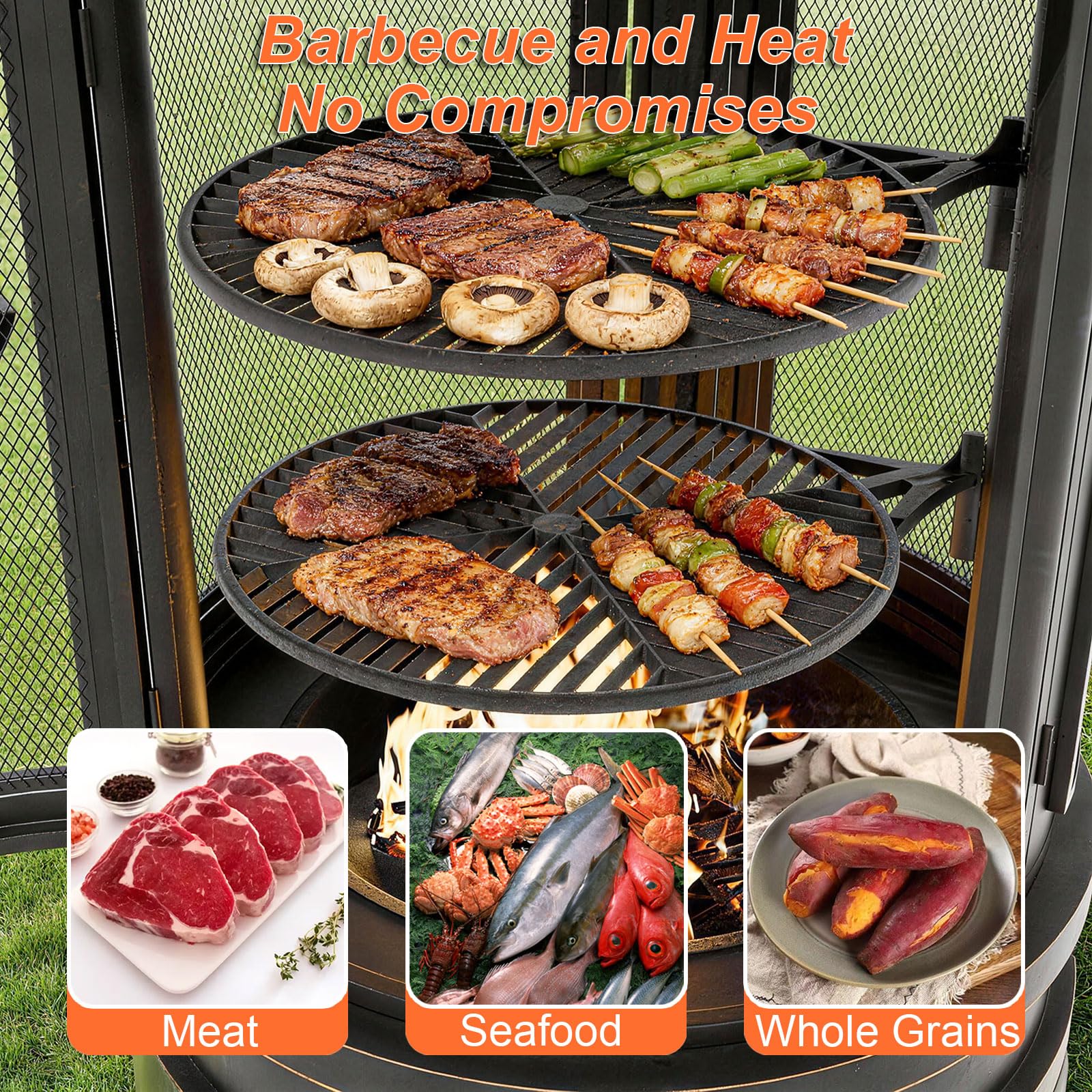 2-in-1 Chiminea Fire Pit with Grill