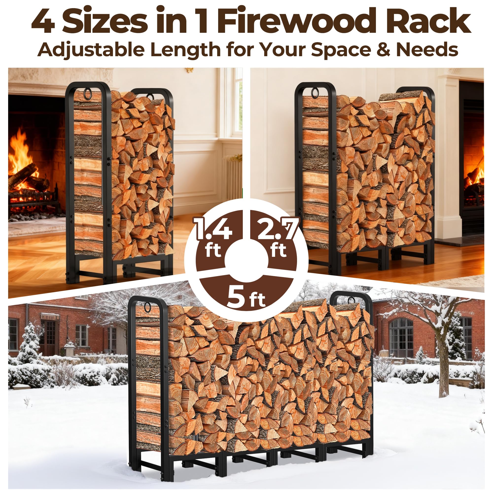 Wrought Iron Firewood Rack – Indoor & Outdoor