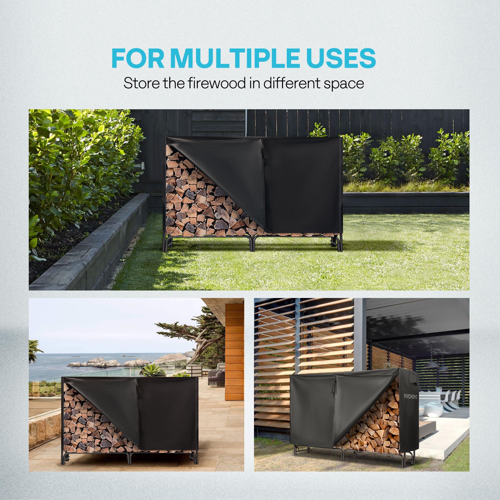 Heavy Duty Firewood Storage Rack with Cover