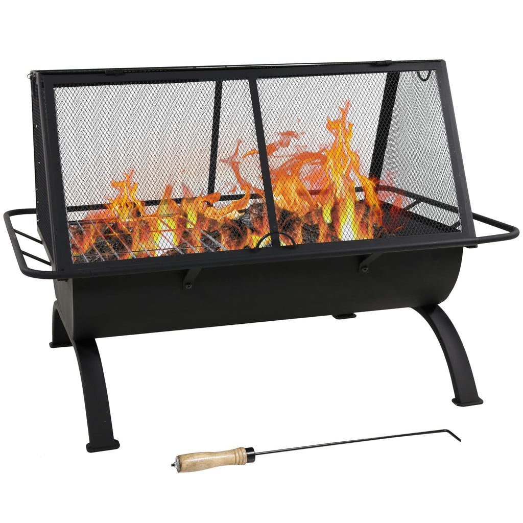 36" Steel Outdoor Fire Pit with Grill & Cover