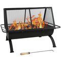 36" Steel Outdoor Fire Pit with Grill & Cover