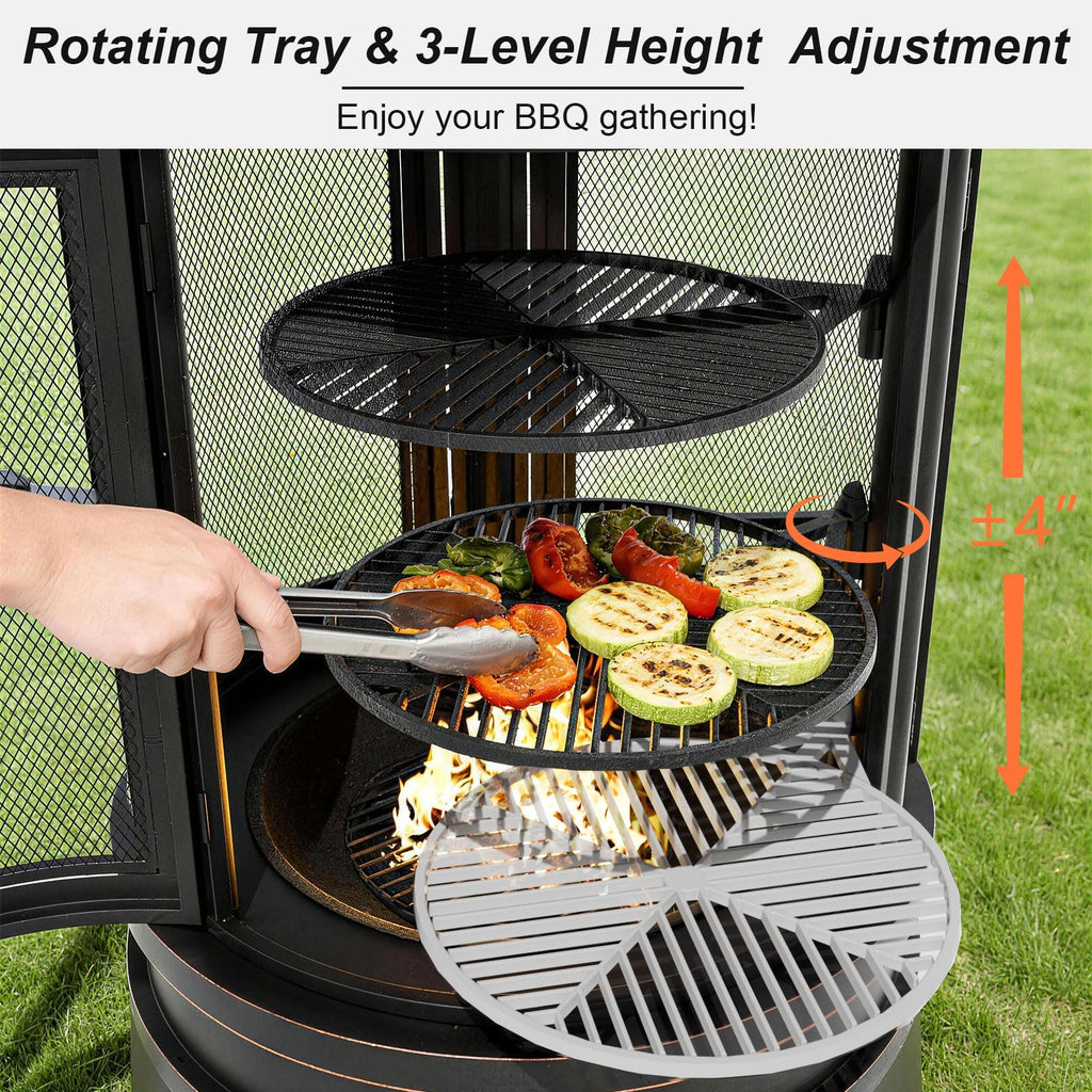 2-in-1 Chiminea Fire Pit with Grill
